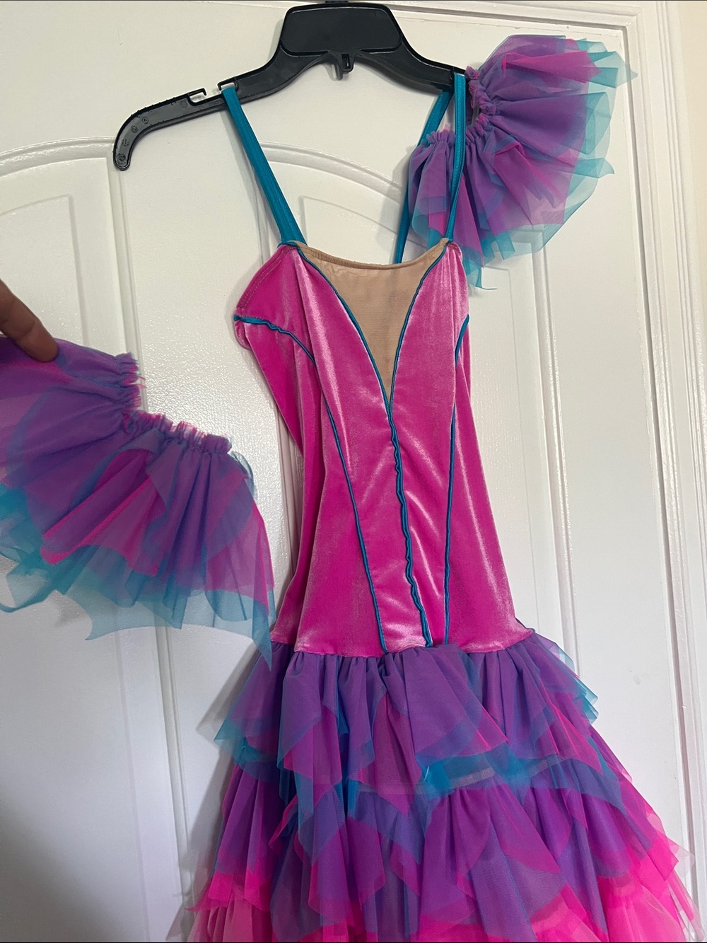 Hot Pink & Purple Tutu Dance Costume with Teal Trim
